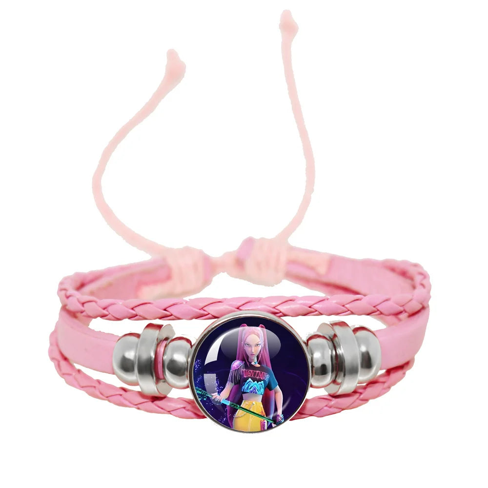 KPop Demon Hunters Pink Handmade Glass Bracelet Huntr-x Rumi Zoey Mira Bangles Jewelry Accessories Fans Couples Gift