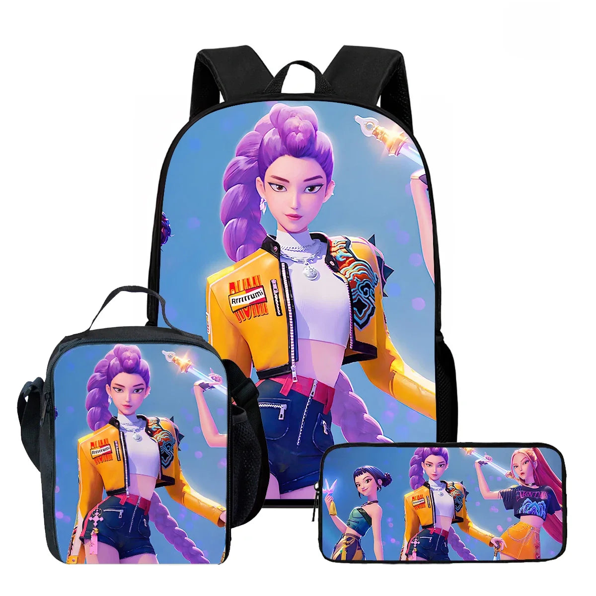 Cartoon KPop Demon Hunters Child School Backpack With Lunch Bags Pencil Bags For,Light Weight Child School Bags
