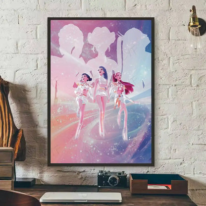 Anime K-Kpop Demon Hunters Poster Sticky Wall Art Printing Waterproof Home Living Bed Room Bar Aesthetic Decor