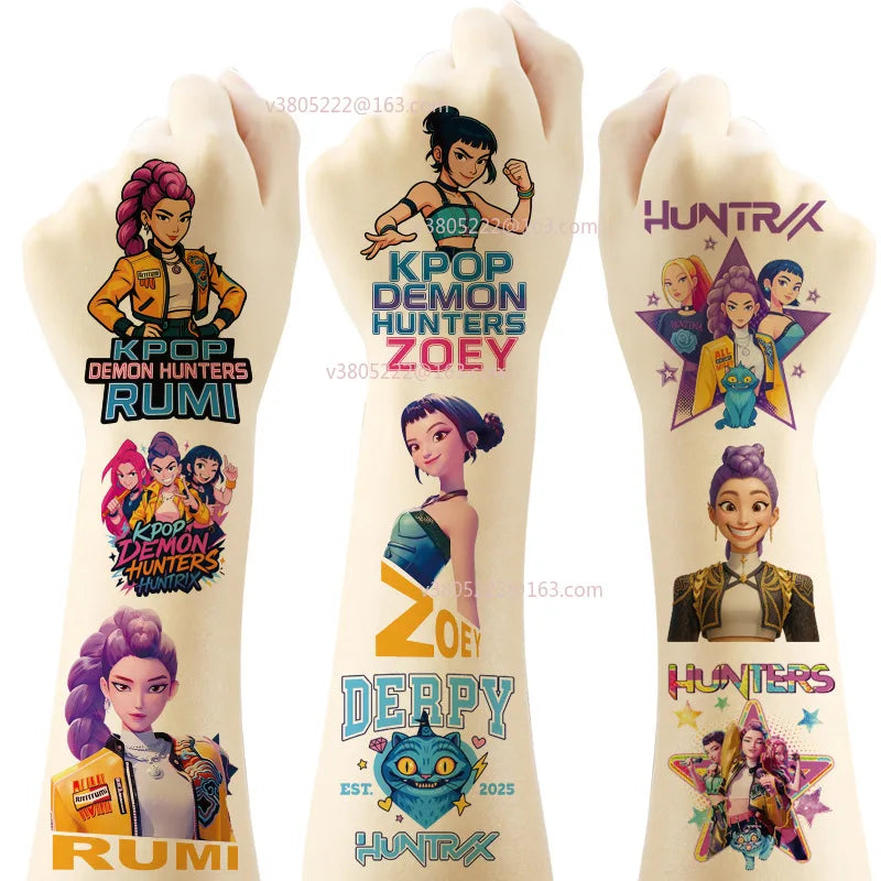 New 20pcs/set Cartoon Kpop Demon Hunters Rumi Kang Temporary Tattoo Sticker Rumi Tattoo Sticker Demonizing For Party Gifts
