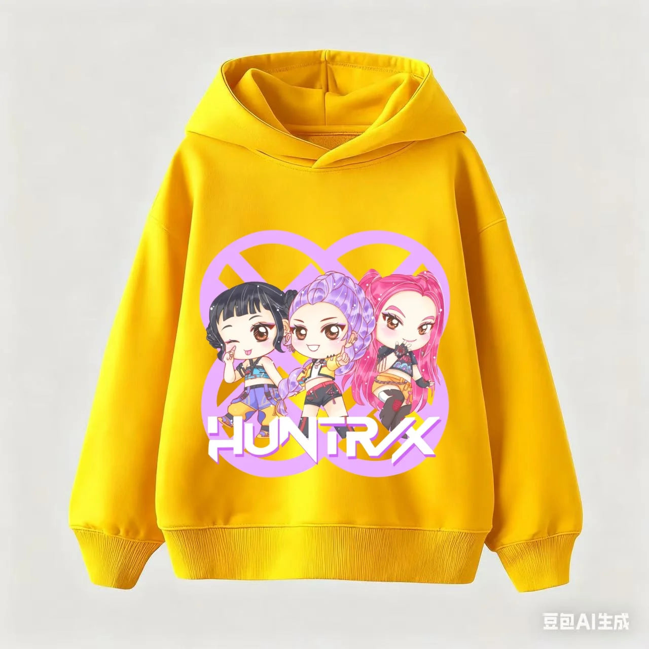Cuddly Soft K-POP: Demon Hunters Hoodie for Kids - Playful Cartoon Pullover, Ultra-Comfy & Trendy for Everyday Funs Gif