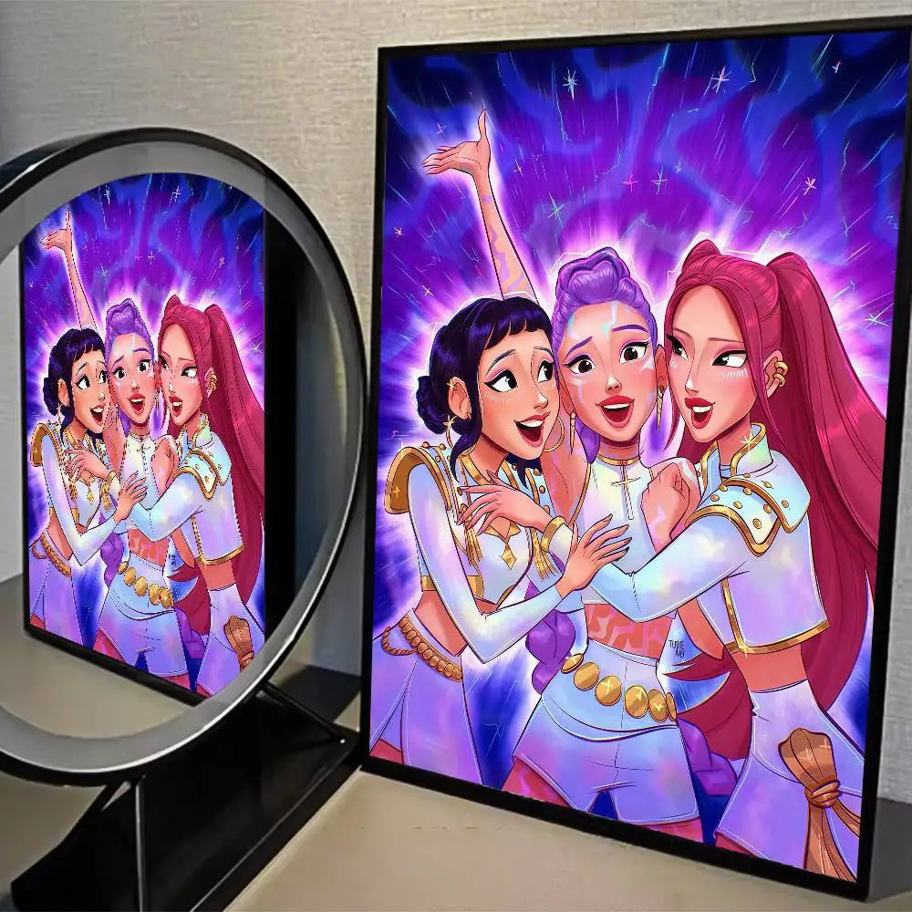 K-pop D-Demon Hunters Movie Sticky Posters Whitepaper Sticker DIY Room Bar Cafe Posters Wall Stickers