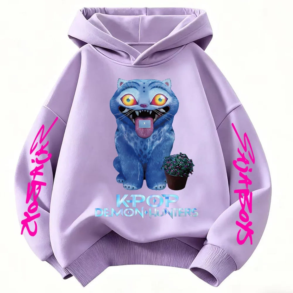 Men Women Hoodies KPop Demon Hunters Graphic Sweatshirts Fleece Warm Hooded Pullovers 2025 Fashion Male Sudadera Print Top