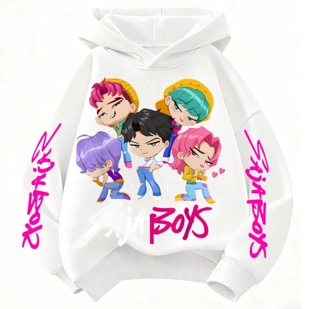 Kids Anime Demon Slayer Tomioka Print Cotton Hoodie Unisex Boys Girls Casual Tshirt 100-160cm Childrens Cartoon Clothes