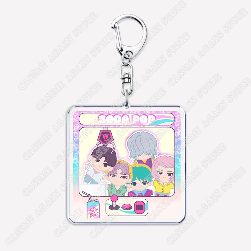 Cute Kpop Band Demon Hunters Huntrix Saja Boys Keychains for Accessories Jewelry Rumi Zoey Jinu Derpy Tiger Keyrings Fans Gifts