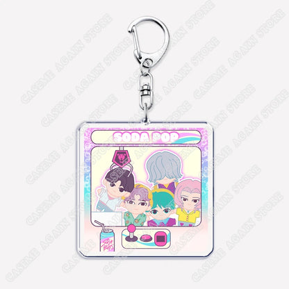 Cute Kpop Band Demon Hunters Huntrix Saja Boys Keychains for Accessories Jewelry Rumi Zoey Jinu Derpy Tiger Keyrings Fans Gifts