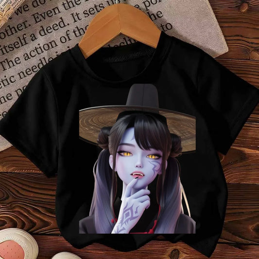 Anime KPop Devil Hunter T-shirt Summer Saja Boys Printed Children's Short Sleeve Y2k Top Summer Street Wear T-shirt