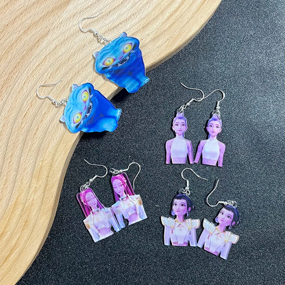 Kpop Demon Hunters Rumi Zoey Mira Derpy Tiger Acrylic Earrings Cartoon Design Women's Party Cosplay Jewelry Gift
