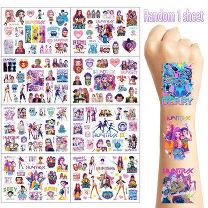 Kpop Demon Hunters Temporary Tattoo Stickers HUNTRX Temporary Waterproof Tattoos Decals for Fans Party Decoration Gifts