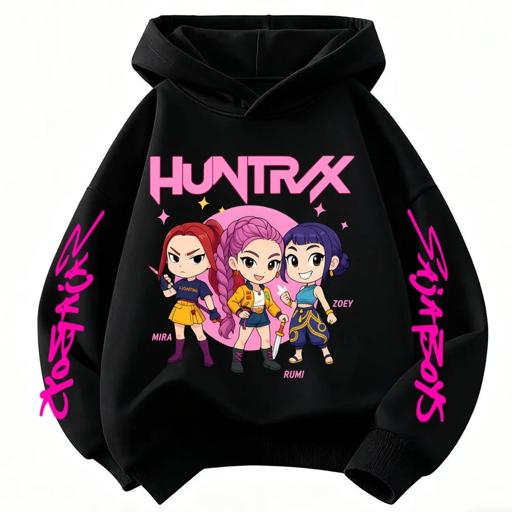 Kpop Demon Hunter Hoodies Kids Kawaii Rumi Mira Zoey Sweatshirt Girls Boys Winter Pullover Long Sleeves Children Clothes Gift
