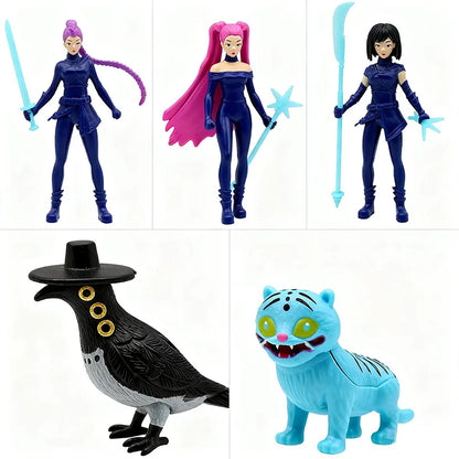 5pcs/Set Kpop Demon Hunters Action Figure Toy Derpys Tiger Rumi Mira Zoey Sussy Figurine Doll For Fans Gift