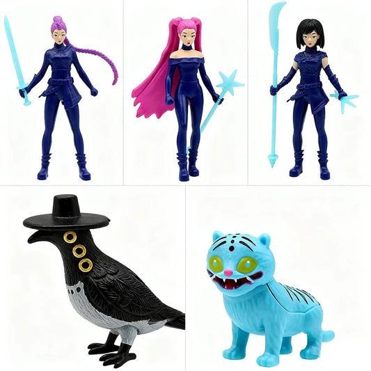5pcs/Set Kpop Demon Hunters Action Figure Toy Derpys Tiger Rumi Mira Zoey Sussy Figurine Doll For Fans Gift