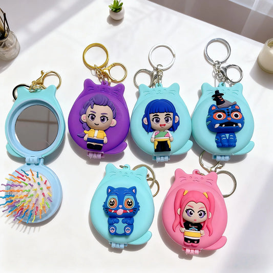 KPOP's Demon Hunter Girl Group Derpy Tiger Folding Mirror Keychain, exquisitely recreating the character's features, can not onl