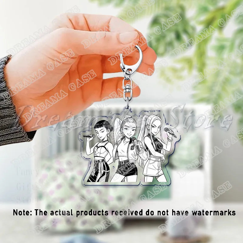 Cartoon Huntrix Saja Boys Acrylic Keychains Ring Double-Sided Key Chain Jewelry K-Pop Demon Hunters Fan Love Gifts