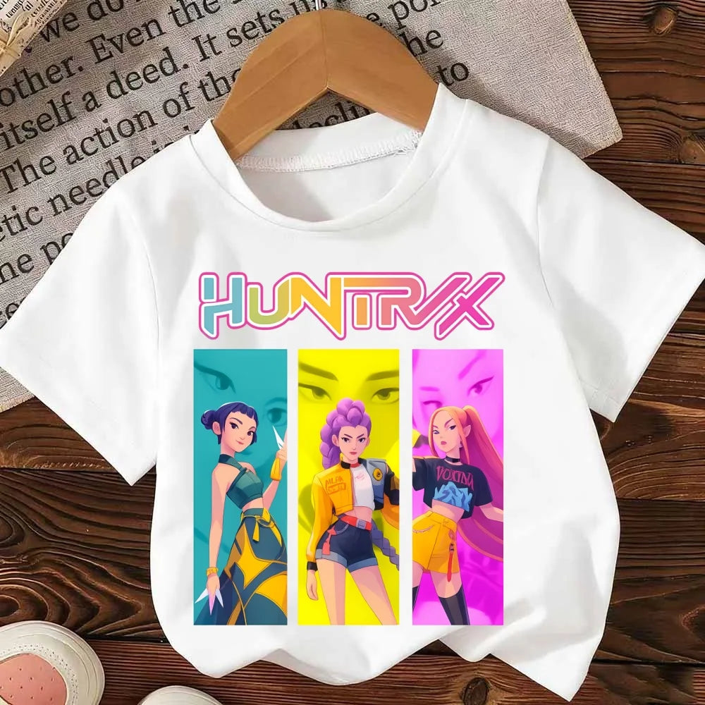 Anime Kpop Demon Hunters Saja Boys T-shirts Children Summer Casual Short Sleeve Tees Kpop Demon Hunters T Shirts for Men Women