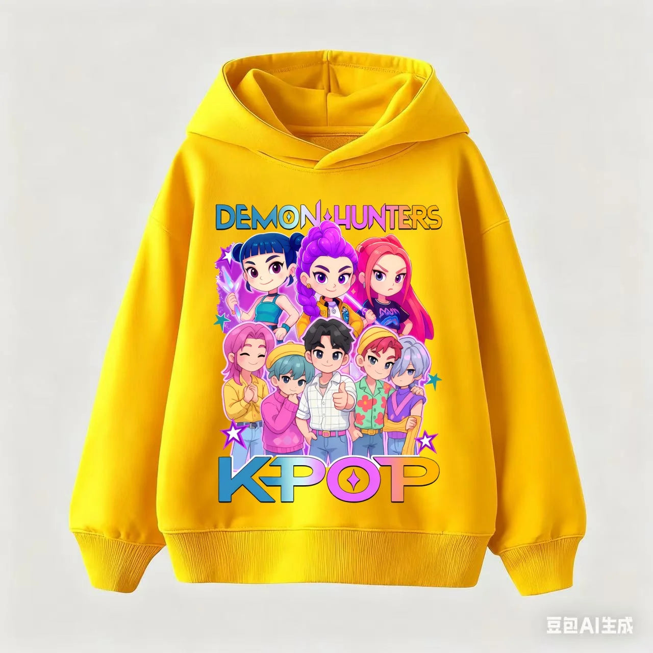 Fashion KPop Demon Hunter Rumi Derpy Cartoon Girls Boy Hooded Sweatshirt Warm Children's Korean Wave Casual Tops CasuOutfits Gif