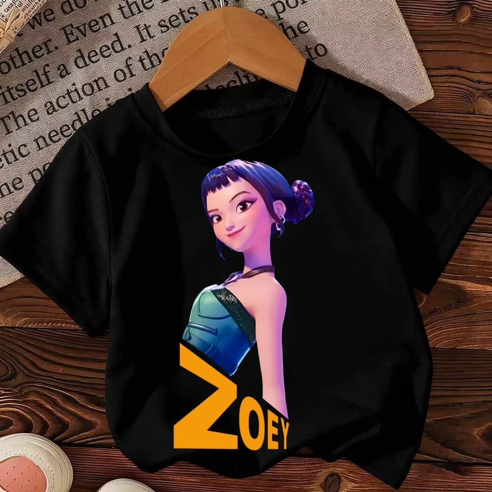 Kpop Demon Hunter HuntrX Children Top Korean Anime Print Kids Short Sleeve T-shirt Girls Clothing Casual O-Neck Shirt for Child