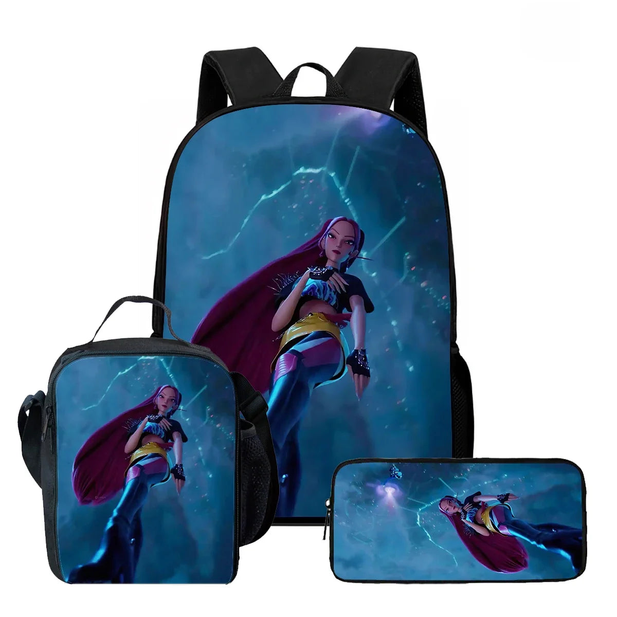 Cartoon KPop Demon Hunters Child School Backpack With Lunch Bags Pencil Bags For,Light Weight Child School Bags
