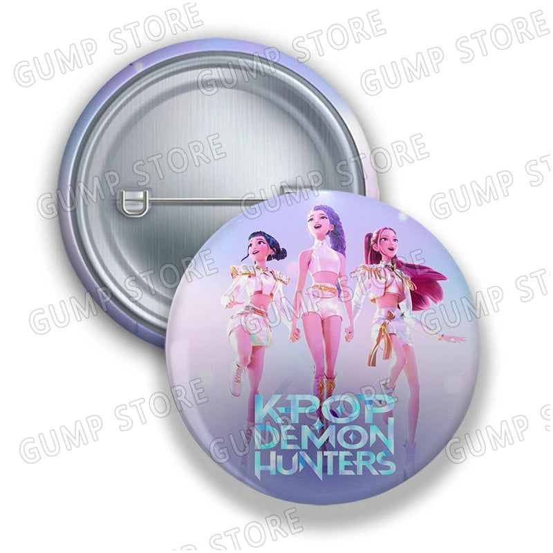 Kpop Demon Hunters Badges for Jewelry Accessories Bag Decor Huntrix Saja Boys Rumi Zoey Jinu Tinplate Button Brooch Pins Gifts