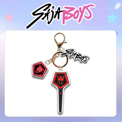 KPOP Demon Hunters Huntrix Saja Boys Idol Group Acrylic Keychains Zoey Mira Romance Baby Light Stick Korean Keyring Fans Gift