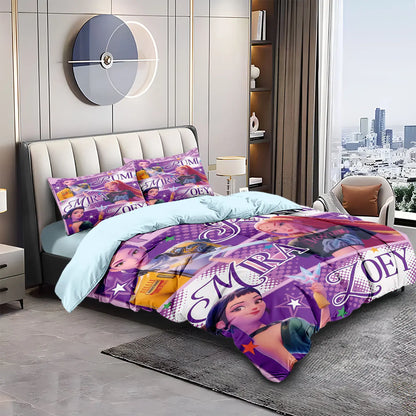 3pc Cartoon K-Pop Demon Hunters Girl Group Print Coreless Duvet Cover Set Multi Size Bedroom Dormitory Soft and Machine Washable