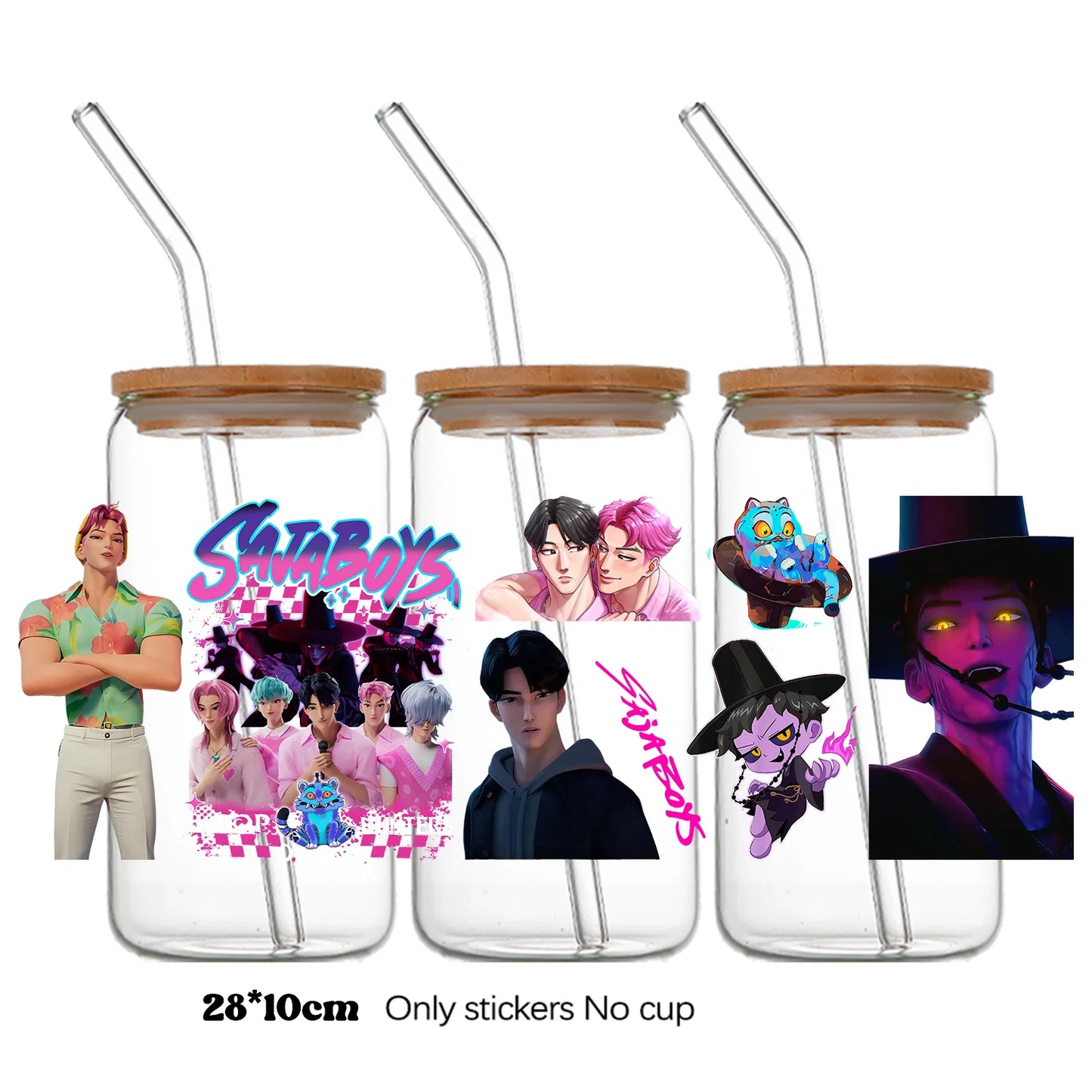 k-pop Demon Hunters wrapping Transfer cups HUNTRX Decal Rumi kpop saja boys Uvdtf Bottle k pop Stickers Uv Dtf Car Huntrix Wraps