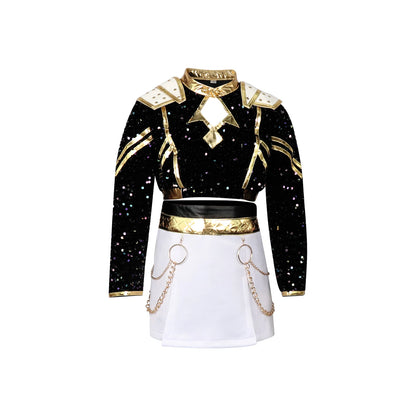 Kids Kpop Devil Hunter Huntrix Rumi mila zuoyi Cosplay costume Black and gold set Children's girl idol role-playing costum