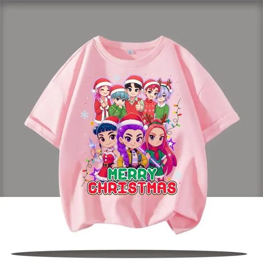 Kpop Demon Hunters Children's Clothing Short Sleeve T-shirt Cute Kpop Demon Hunters Tiger Harajuku Tshirt for Boys Girls