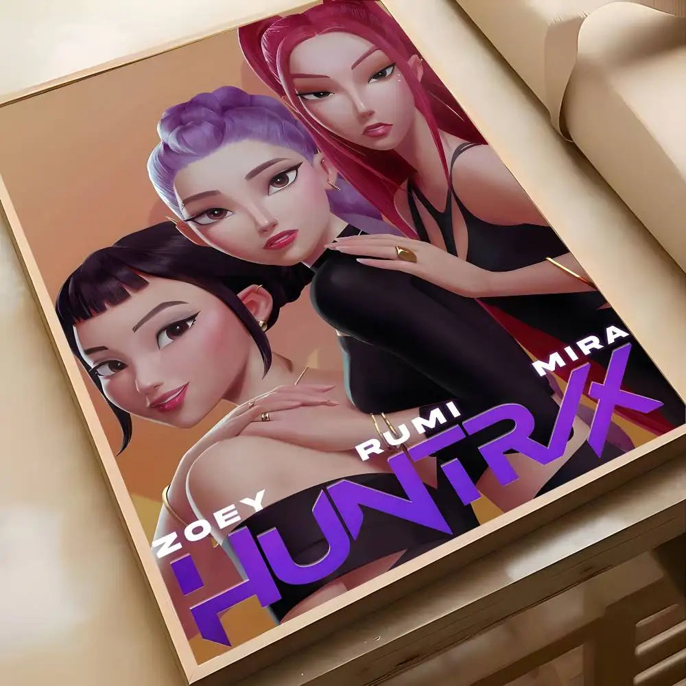 1PC K-POP DEMON HUNTERS Poster High-definition art sticker Self adhesive waterproof home decoration for living rooms bedrooms