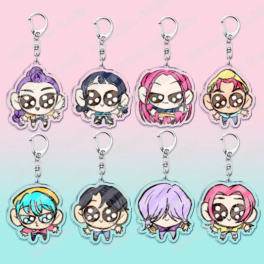 Cartoon K-Pop Demon Hunters Saja Boys Acrylic Keychains Ring Double-Sided Key Chain Jewelry Fan Love Gifts