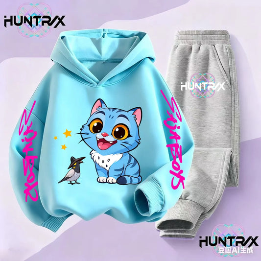 Kids Autumn Kpop Demon Hunters Hoodie Set 3-14Y Boys Girls Sportswear Active Clothes