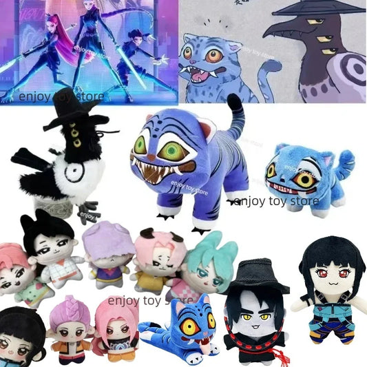 Anime Kpop Demons Hunters Plush Cute Purple Tiger Black Hat Magpie With 3 Eyes Monster Hunt Girl Group Stuffed For Fans Gifts