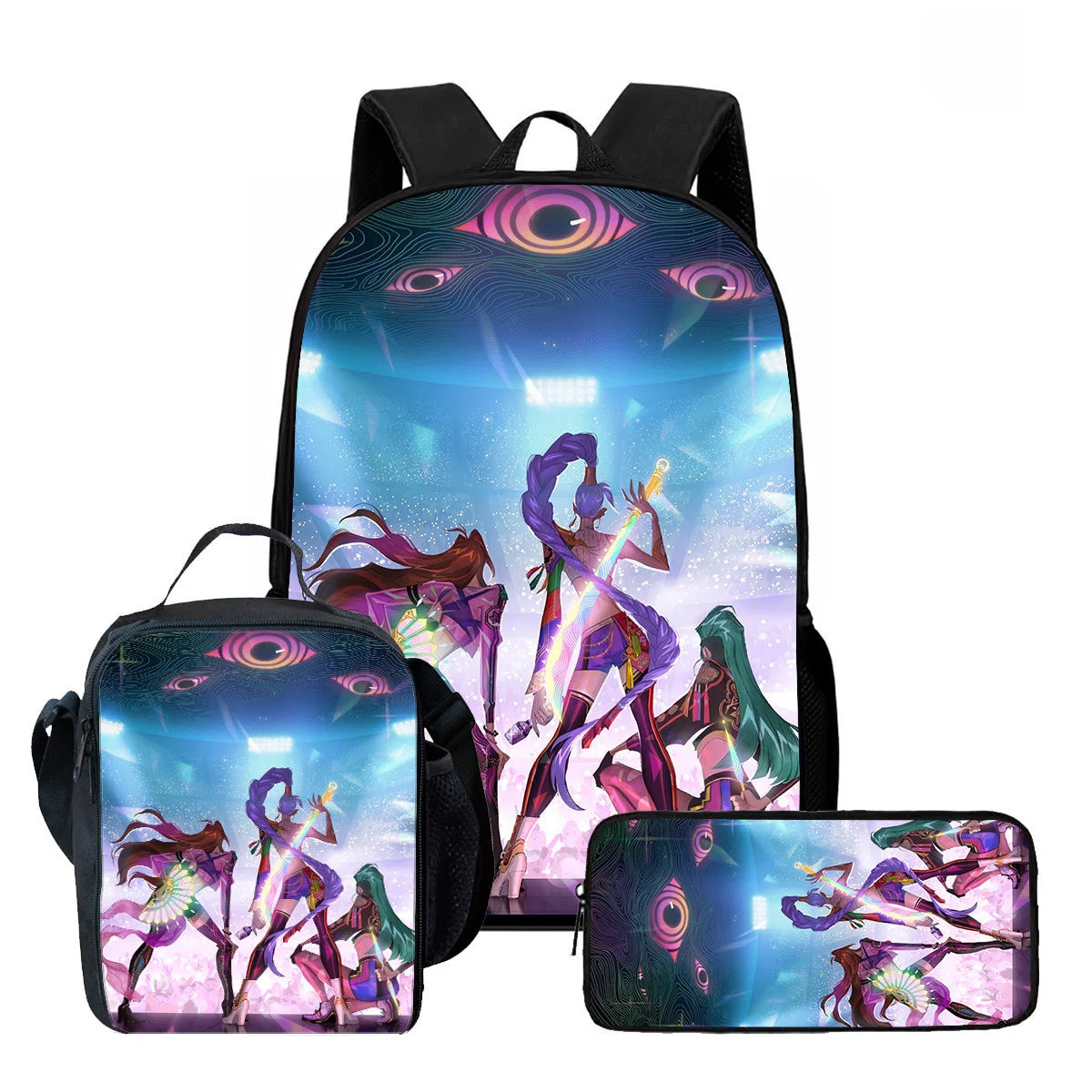 3Pcs Kpop Demon Hunters Huntrix School bags Set for Girls Boys Pencil Boxes Backpack Sets with Lunch Box For School Daypack