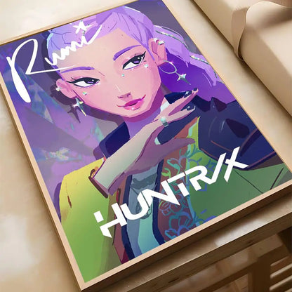 K-pop D-Demon Hunters Anime Poster Self-adhesive Art Waterproof Paper Sticker Coffee House Bar Room Wall Decor