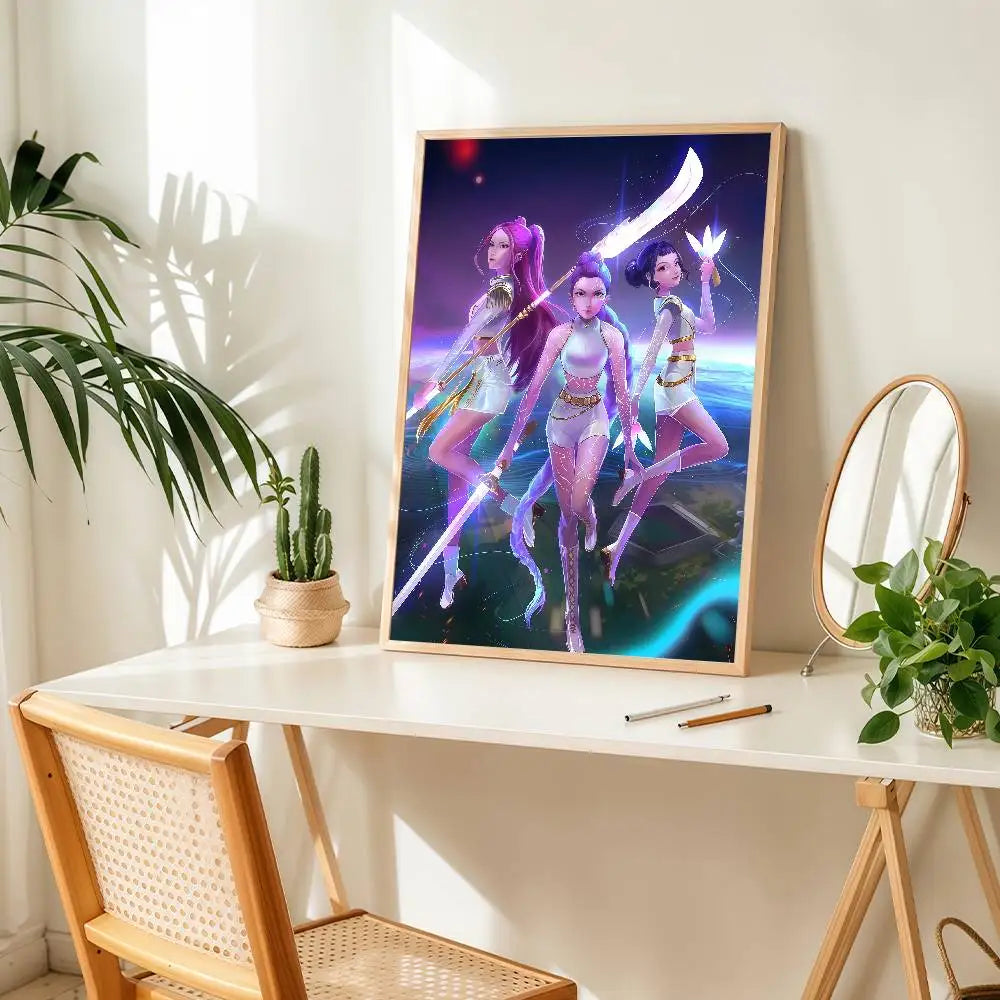 K-pop D-Demon Hunters Anime Poster Suitable For Home Living Room Bedroom Office Bar Wall Decoration Sticker