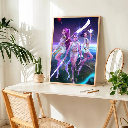 K-pop D-Demon Hunters Anime Poster Suitable For Home Living Room Bedroom Office Bar Wall Decoration Sticker