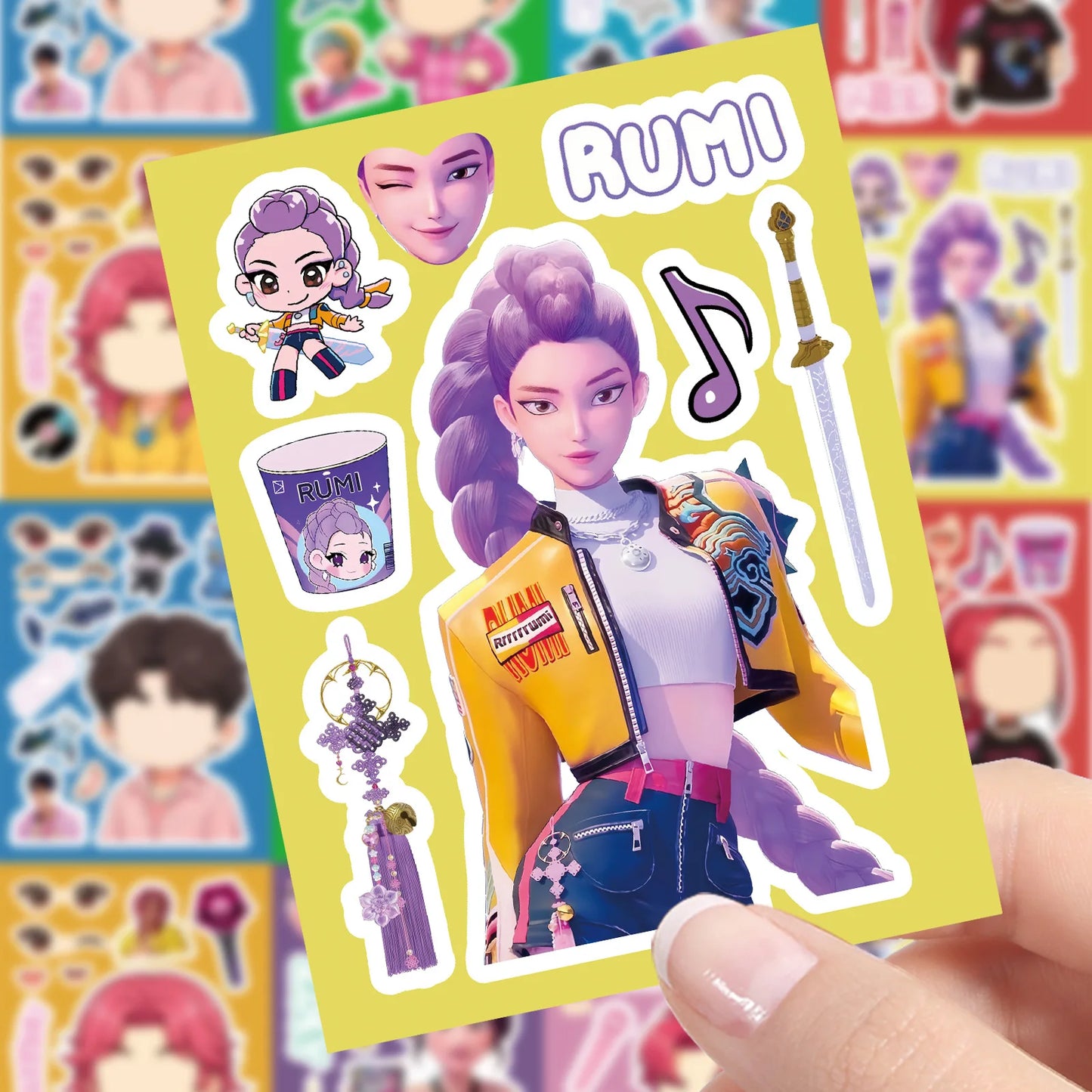 8 Sheets Cute KPop Demon Hunters Stickers Make A Face Puzzle Stickers Make Your Own DIY Game Jigsaw Education Toys