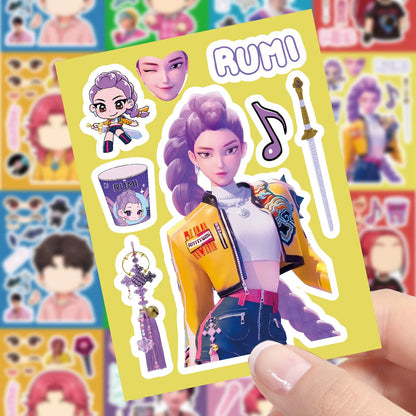 8 Sheets Cute KPop Demon Hunters Stickers Make A Face Puzzle Stickers Make Your Own DIY Game Jigsaw Education Toys