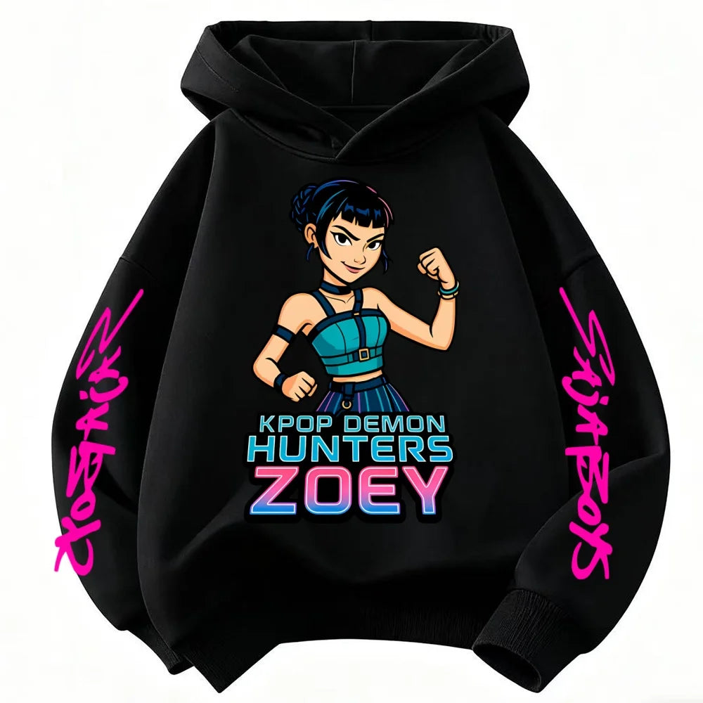Cute Children's Clothes KPop Devil Hunter Fashion Print Casual 2025 Movie Girls Boys Winter Casual Woolen Hoodies