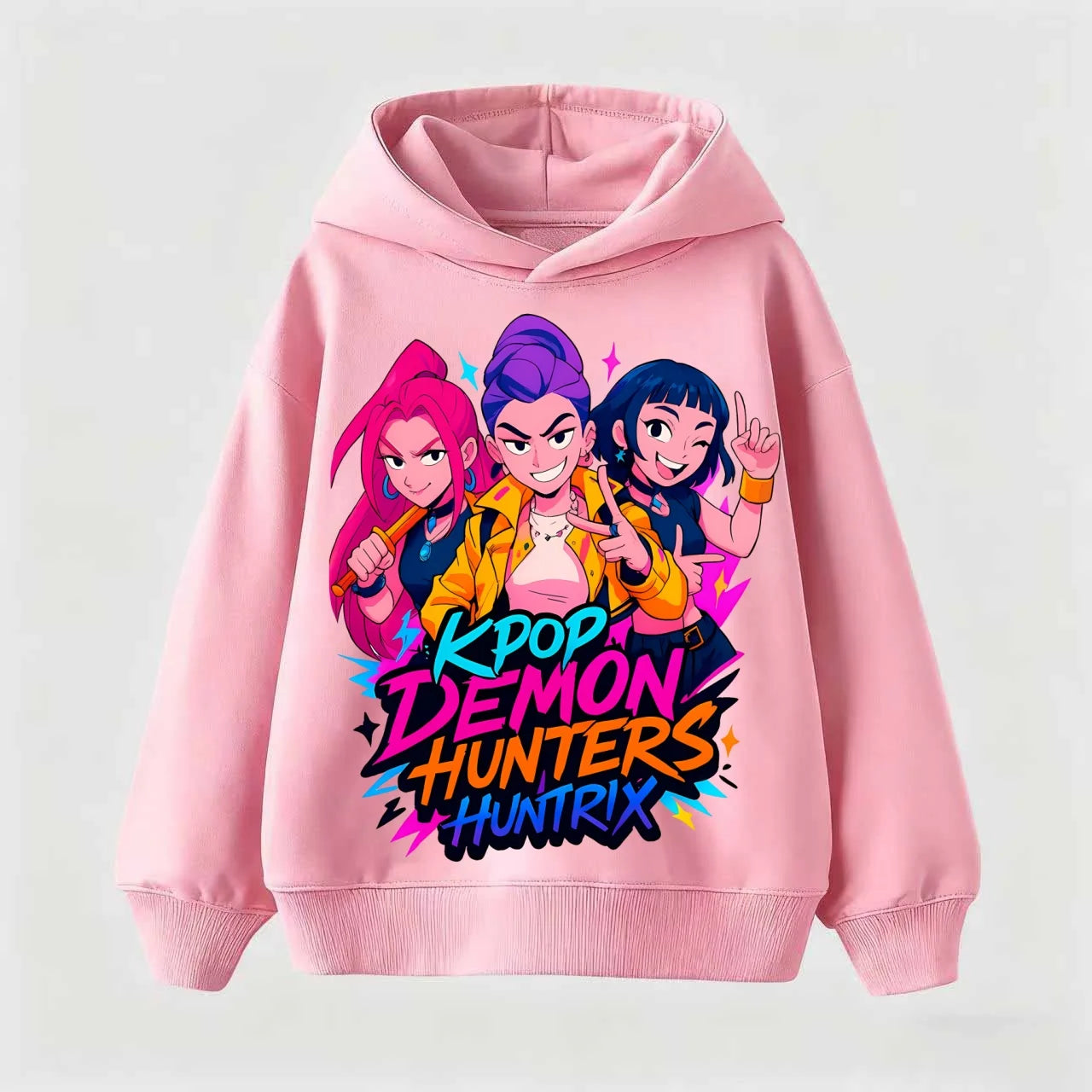 New Children's cotton sweatshirt Korean Wave Demon Hunter Print Fashion Casual 2025Movie Round Neck Cartoon Girl Casual Clothing