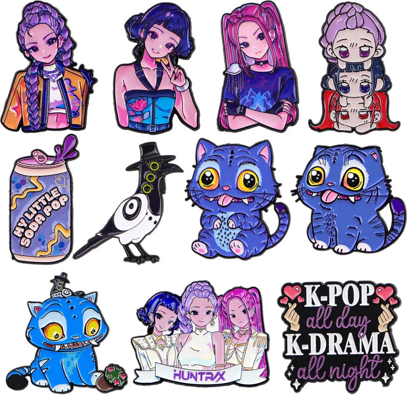 Kpop Demon Hunters Brooch Pines Lapel Pins Badge on Backpack Clothing Accessories Fashion Jewelry Friends Gifts Decorations Gift