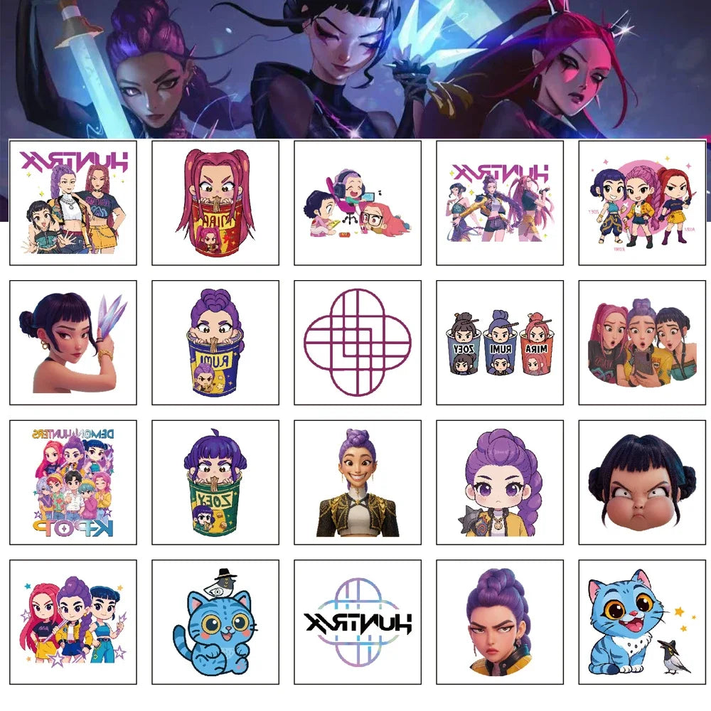 Kpop Demon Hunters Temporary Tattoo Stickers HUNTRX Temporary Waterproof Tattoos Decals for Fans Party Decoration Gifts