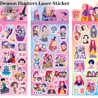 New K-PoP Demon Hunters Guka Devil Men's Group Anime Laser Cut Sticker for Office Stationery And School Supplies Decoration