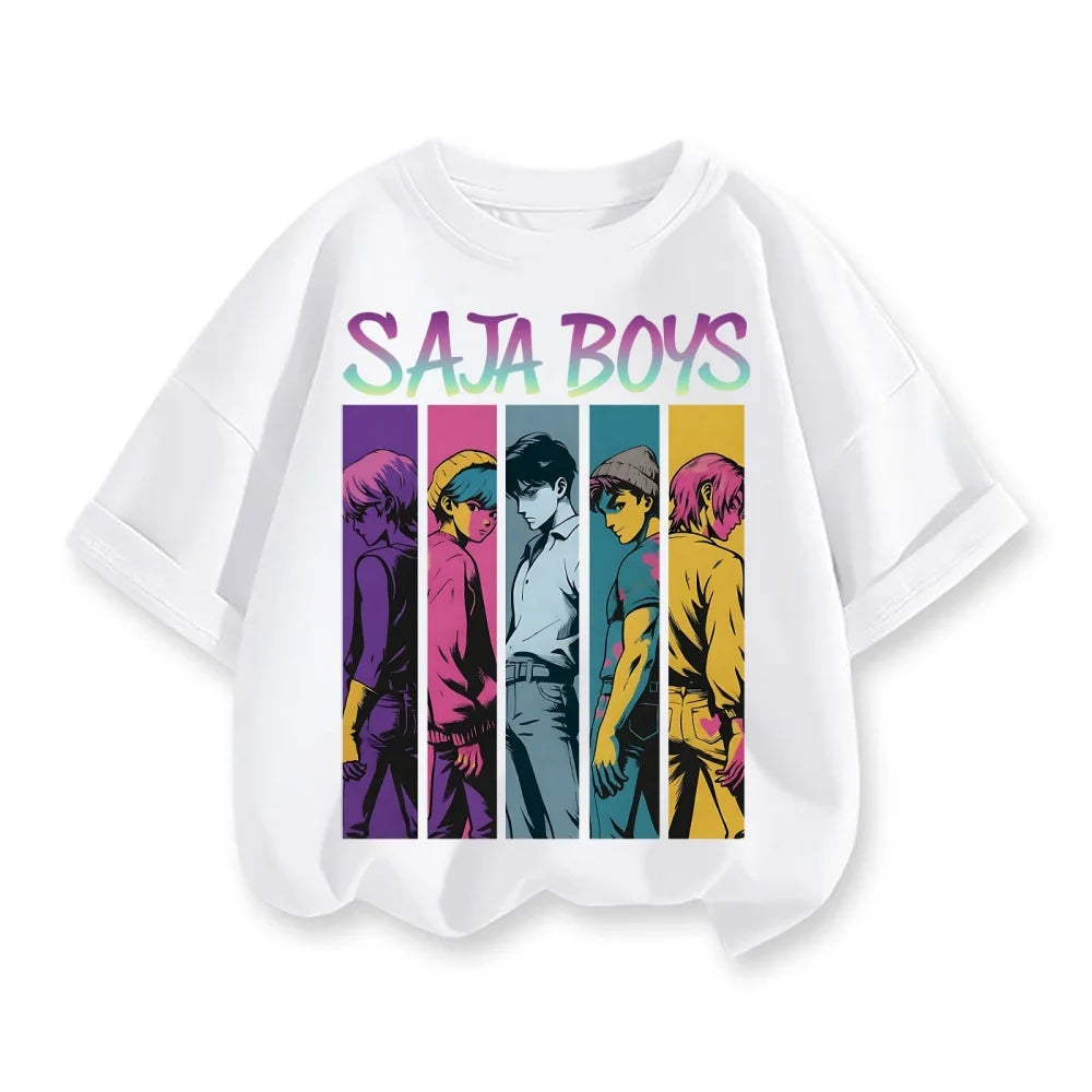 Kpop Demon Hunters Children's Clothing Short Sleeve T-shirt Cute Kpop Demon Hunters Tiger Harajuku Tshirt for Boys Girls