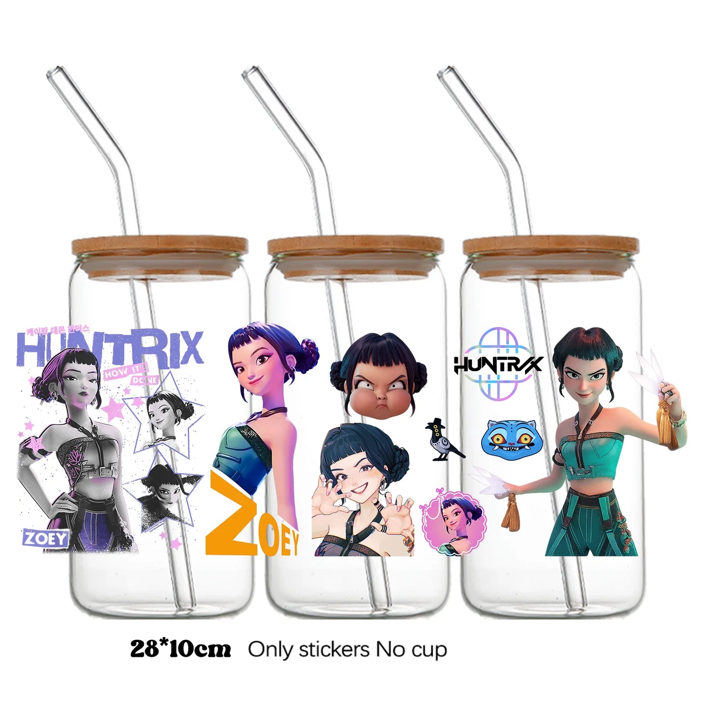 k-pop Demon Hunters wrapping Transfer cups HUNTRX Decal Rumi kpop saja boys Uvdtf Bottle k pop Stickers Uv Dtf Car Huntrix Wraps