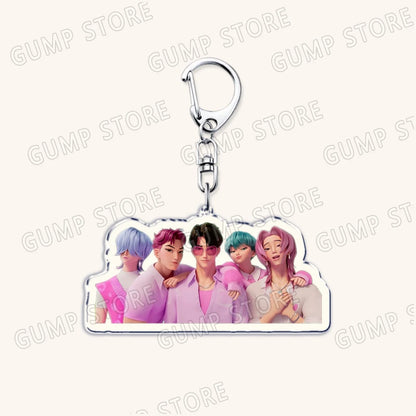 Hot Kpop Demon Hunters Huntrix Saja Boys Keychains for Accessories Jewelry Rumi Zoey Jinu Mira Sold My Soul Keyrings Fans Gifts