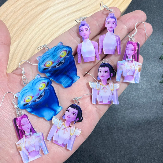 Kpop Demon Hunters Rumi Zoey Mira Derpy Tiger Acrylic Earrings Cartoon Design Women's Party Cosplay Jewelry Gift