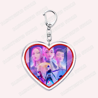 Kpop Demon Girls Keychain for Accessories Huntrix Saja Boys Rumi Zoey Jinu Derpy Tiger Keyrings Key Chains Jewelry Fans Gifts