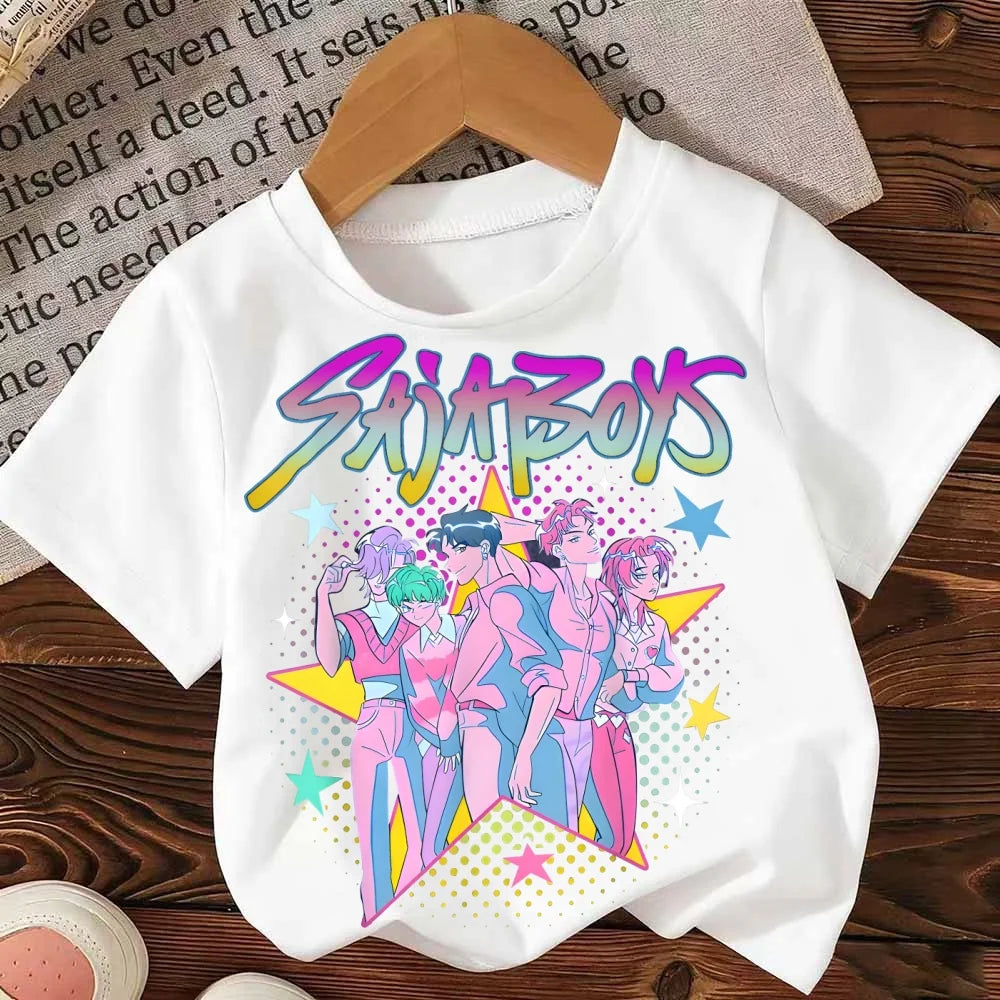 Huntrix Kpop Demon Hunters T-Shirt for Boys Girls Cotton Fans Gift Summer Crew Neck Short Sleeve Tees Fashion Kids T-shirt