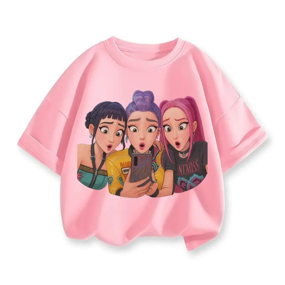 KPop Demon Hunters Bbirthday Cotton T-Shirt Girls Clothes Number 1-9 Party Tops Child Baby Shower Summer Short Sleeve Tee Gift